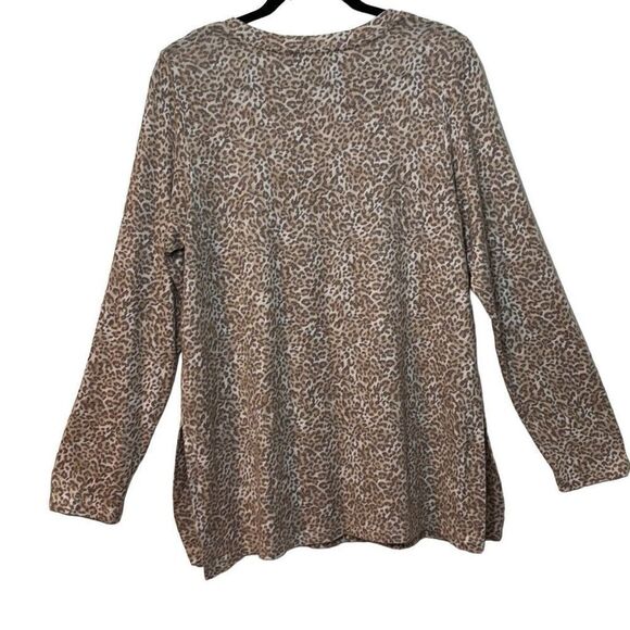 Loramendi leopard print pullover sweater with side vents XL - Picture 5 of 9